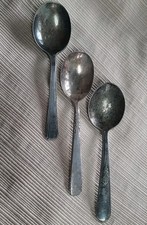 3 Vtg Antique Silver Plate Baby Toddler Spoons Sugar HOLMES ONEIDA STRATFORD
