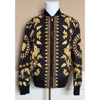 Versace Men's Reversible Blouson Jacket Black/Gold 40 US (50) 1012269 NWT $2000