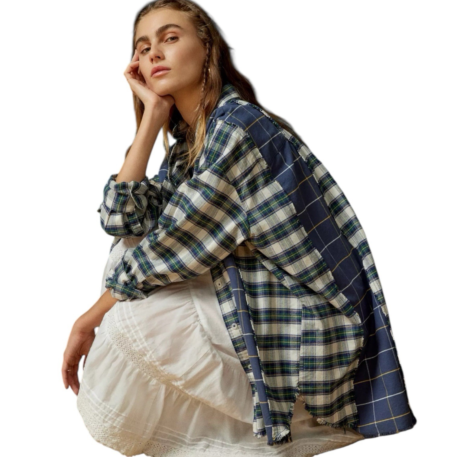 BDG Spliced Dad Button Down Plaid Patchwork Shirt… - image 12