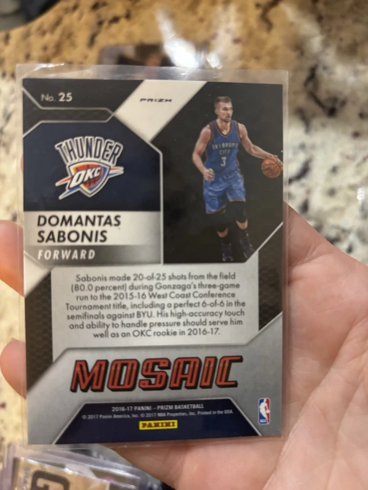 2016-17 Panini Studio Domantas Sabonis Mosaic And Select Rookie #25 PRIZM #194 - Image 2 of 4