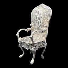 ** ANTIGUO ** SILLÓN MINIATURA PLATEADO IMPORTACIÓN ESCOCESA GLASGOW 1902