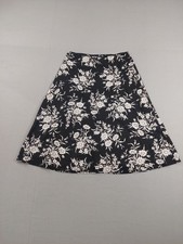 Sag Harbor Women Skirts 16 Black White Floral Zip 100 Cotton A-line Logo Casual