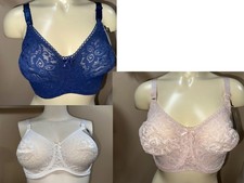 NWT Bali Style 3432 Lace N Smooth Support Lace Bra Comfort U Design Navy Beige