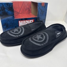 Marvel Avengers Mens Slippers Large 11 - 12 Captain America Comics Black Fleece