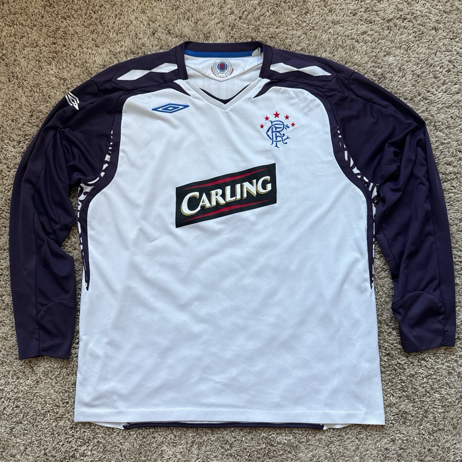 Y2K vintage Umbro Rangers FC soccer football jersey shirt from 2007-2008 Sz XXL