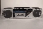 Sanyo M7740 VINTAGE Grey / Silver BOOMBOX Radio Cassette Player -  For Parts