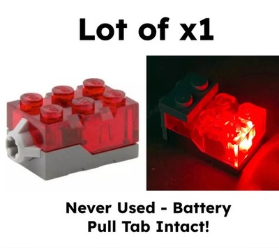 LEGO Light Brick 2 x 3 Glows Red/Orange LED Electric Battery INCLUDED - YOU PICK
