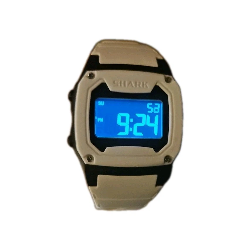 Reloj Shark Freestyle Blanco Negro 100M Resistente al Agua Retroiluminación Verde Correa Soporte Foto 2 de 4