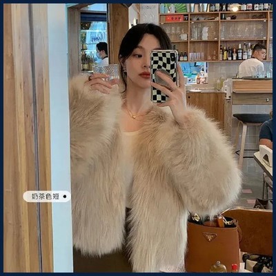 Women Faux Fur Coat Casual Imitation Fox Fur Short Loose Winter Jackets