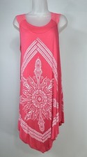 Exist Maxi Dress Womens Small/Medium Coral Leaf Print Sleeveless Crochet Boho