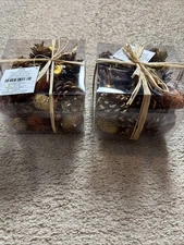 Pinecone & Acorn Bowl Fillers 24 Pieces Each Pkg Wreath Attachments LOT OF 2