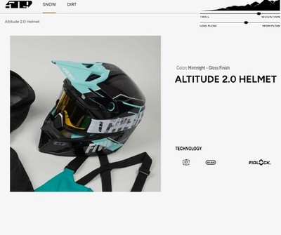 509 Altitude Two Point 0 Offtrail Snow/Dirt Helmet, Mint Gloss Finish- 2XL