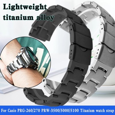 Titanium Metal Watchband for Ca.sio PROTREK PRW5000 PRG260 18 Silver Lightweight