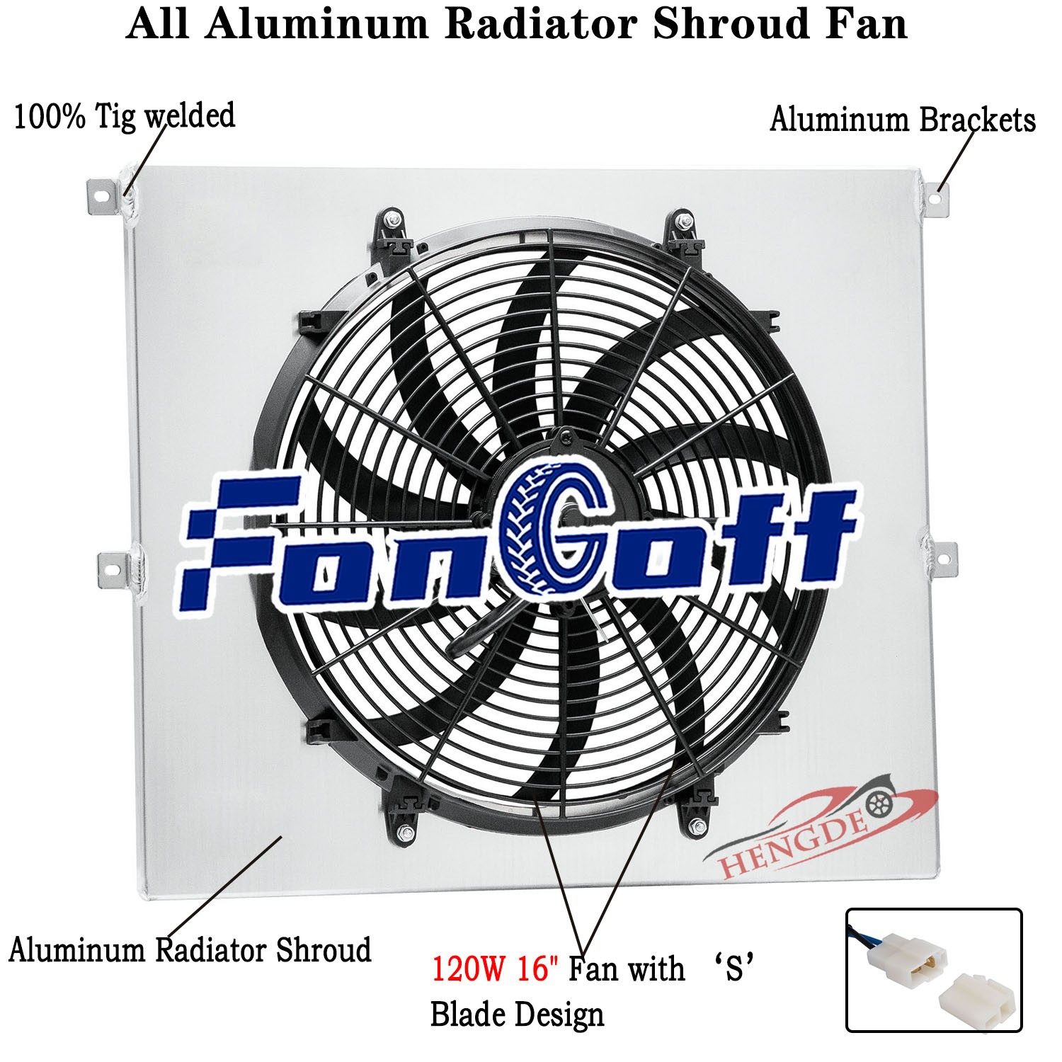 Aluminum Shroud + 16'' Fan Fit 1953-1956 Ford F100 F250 F350 3.5L 3.6L CC5356