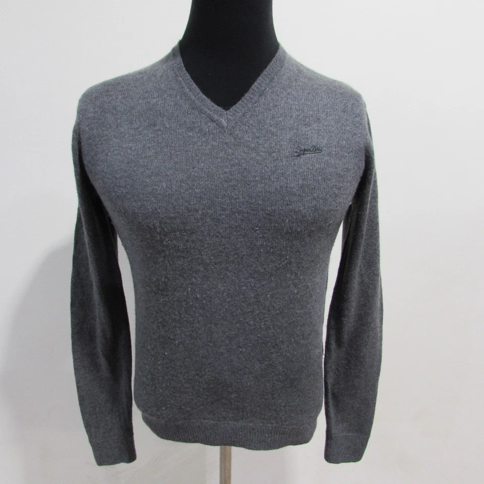 Джемпер Super Dry с V-образным вырезом шерстяная смесь серый грудь 42/44 размер L SKU Y14369 - Изображение 2 из 4