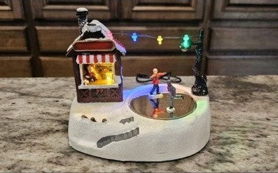 Christmas Village Ice Rink, Musical Animated Ice Skating Pond Winter Snow Villag