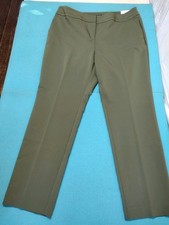 NWT Ann Taylor Factory Women's The Straight Curvy Fit Pants Trousers Olive - 14