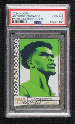 2024 Panini NBA Hoops Presentations Gold 5/10 Anthony Edwards PSA 10 GEM MT 2s2