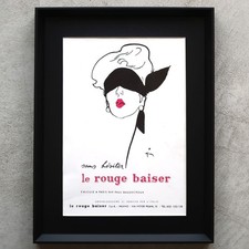 ROUGE BAISER 1950s Rene Gruau Italy Vintage Advertisement Framed Rare Poster Sca