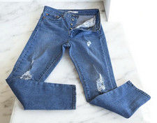 Levi's Women's Wedgie Skinny High Rise Button Fly Jeans Sz 27 Blue Inseam 25"..