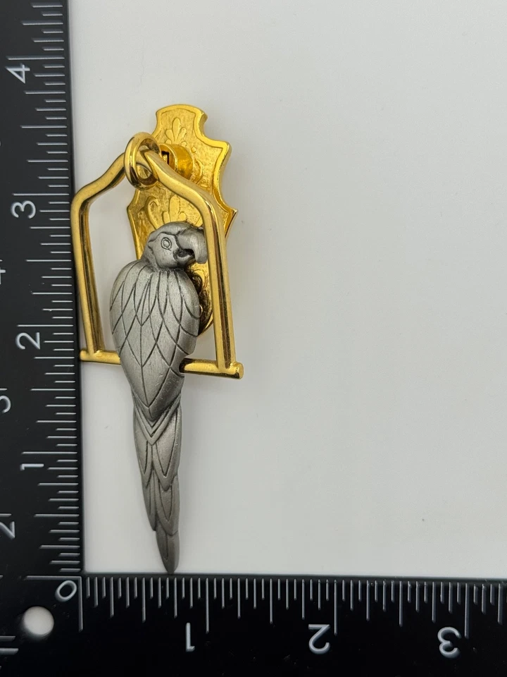 JJ Jonette Silver Tone Parrot on Gold Tone Swing Brooch Pin - Image 2 of 4