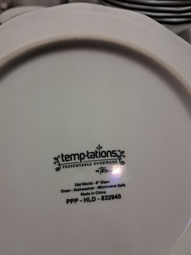 4 Temptations by Tara Old World Brown beige Salad Plates 8" Scalloped Bin 199 - Picture 3 of 6