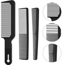 3 Pieces Men Barber Comb Set Taper Hair Cutting Flat top 3 Piece Set, Black