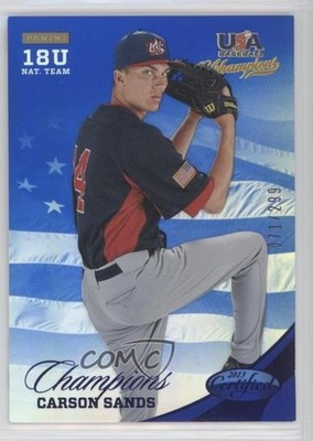 2013 USA Baseball Champions Certified National Team Mirror Blue Carson Sands 4d9