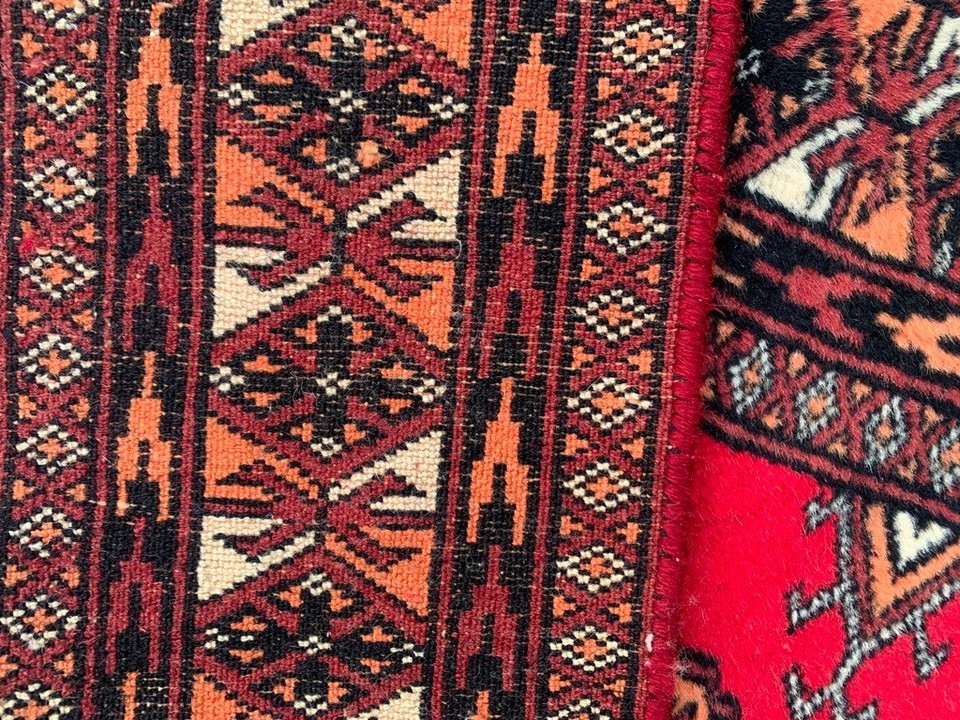 Vintage Afghan Hand-Knotted: Bokhara Wool Area Rug, Traditional Carpet ...