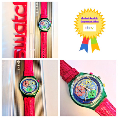 Swatch Chrono Neu NOS Pinksprings SCL103 1993 Vintage Armbanduhr