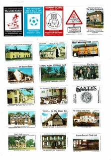 20 etiquetas Match & Co Bouldens 1980 Matchbox temas publicitarios The Drewe Arms