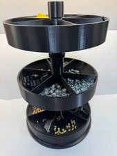 3-Tier Rotating Bolt and Nut Organizer | Round Turntable Workbench Parts Storage
