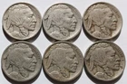 Lot of 6 Buffalo Nickels 1913 (T1), 1915/16/17/18/19 - VG to VF, Better Date 5C