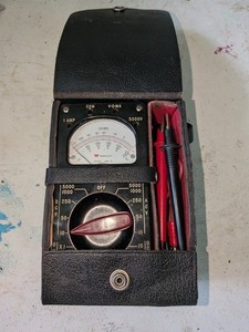 Vintage Triplett Model 666-R Pocket Multimeter VOM Tester w/ Leather Case Leads