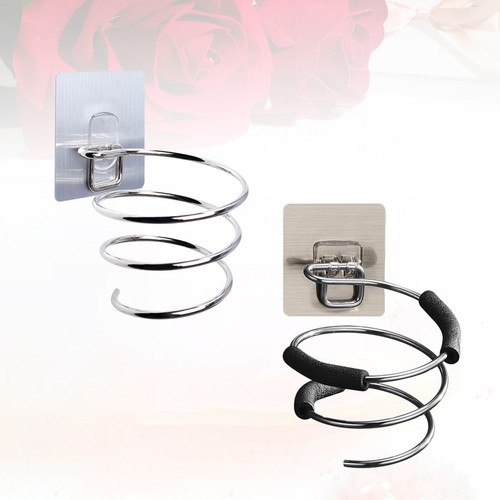  2 Pcs Bathroom Hair Dryer Rack Wall Mount Bracket Stand with Clamp Holder - Zdjęcie 8 z 12