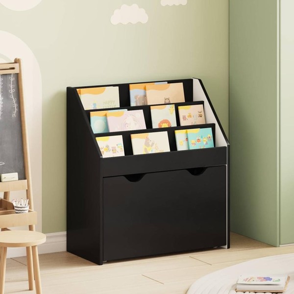 Kinderregal Schwarz 60 X 29,5 X 69 Cm Holzwerkstoff-image