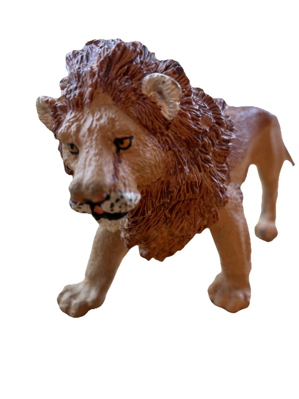 Lion Figure Hard Heavy Resin-9” Long, 4” Tall-glue Spot In Hind Leg And On Paws