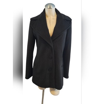 Calvin Klein Size 4 Wool Coat Black