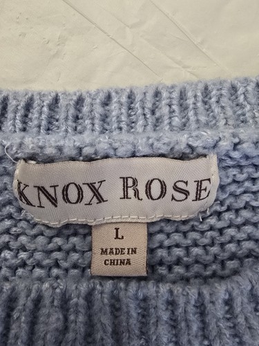 Knox Rose Sweater Pastel Blue Cropped Long Crochet Granny Knit Sleeve Large - Picture 3 of 20