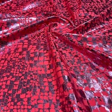 Animal Print Metallic Vibrant Red Snake Fabric 50" wide Swimsuit Spandex By Yard