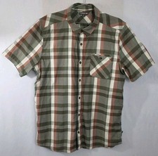 Toad&Co Mens L Ventilair Short Sleeve Shirt Gray Plaid Button Up Organic Cotton
