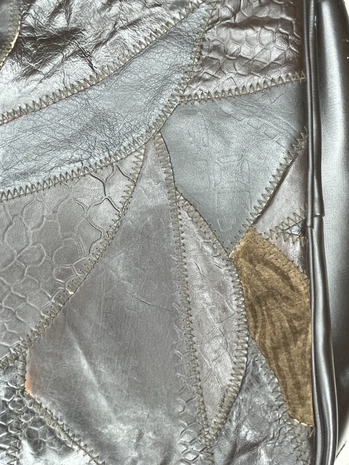 Leather Patchwork Mini Backpack Bags Neautral  Y2… - image 2