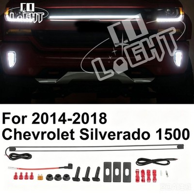For 2014-18 Chevy GMC Silverado LED DRL Grille Accent Bar Light Kit 6000K White