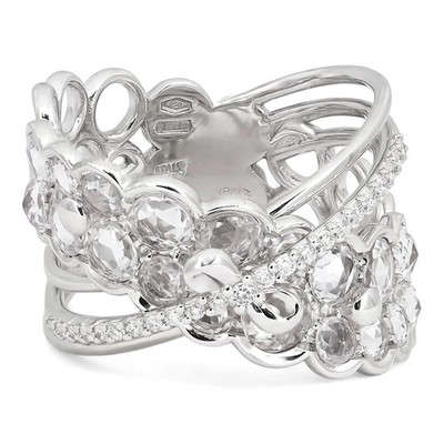 Giovanni Ferraris White Sapphire 2.68ct & Diamond Cocktail Ring 18K White Gold 