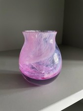 Caithness Art Glass Bud Vase, Hand Blown Pink, Purple & White Swirling Vase -9cm