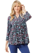 Dear Scarlett Womens Lizzy Empire Cutline Flowy High Low Blouse, Black