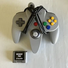 Nintendo 64 N64 Gray Controller NUS-005 Authentic Original OEM w Memory Pak