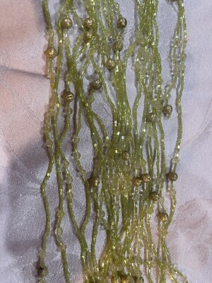 Pkg 5  60'' Strand Sullivans Beaded String Garland Light Green w/Gold Clear Beads