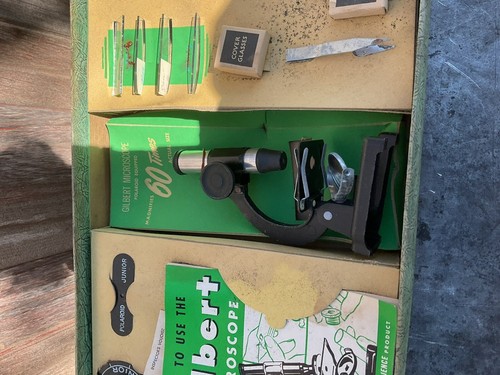 VINTAGE GILBERT MICROSCOPE SET No. 10 w/ Polaroid Junior In Original Box 1938 - Picture 9 of 10