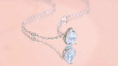 Lady Simple 925 Sterling Silver Water Drop Cubic Zirconia